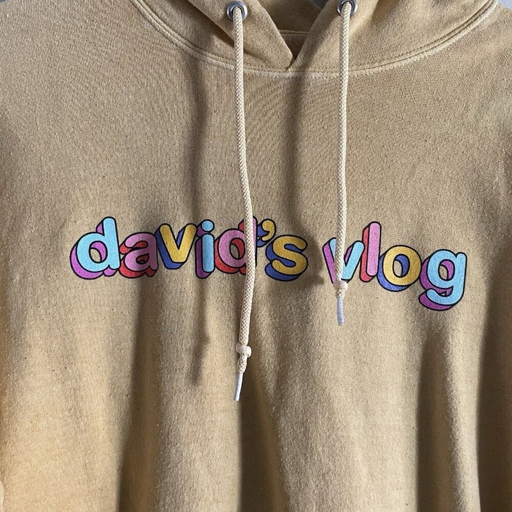 FanJoy David's Vlog Adult Sz M Yellow Colorful Graphic Hooded Sweatshirt - Picture 5 of 7